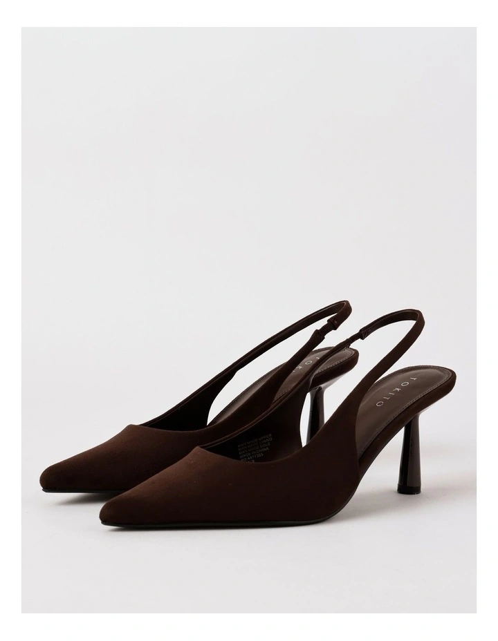 Belle Heeled Shoe in Chocolate Microsuede image 3