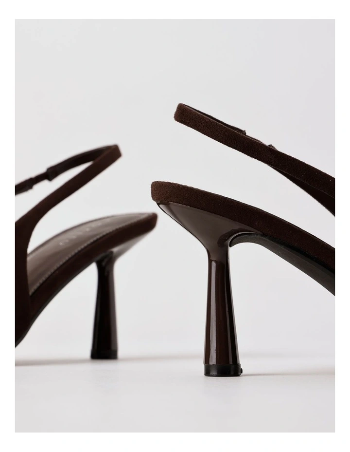 Belle Heeled Shoe in Chocolate Microsuede image 4