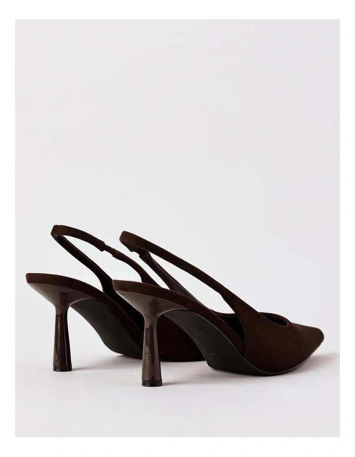 Belle Heeled Shoe in Chocolate Microsuede image 5