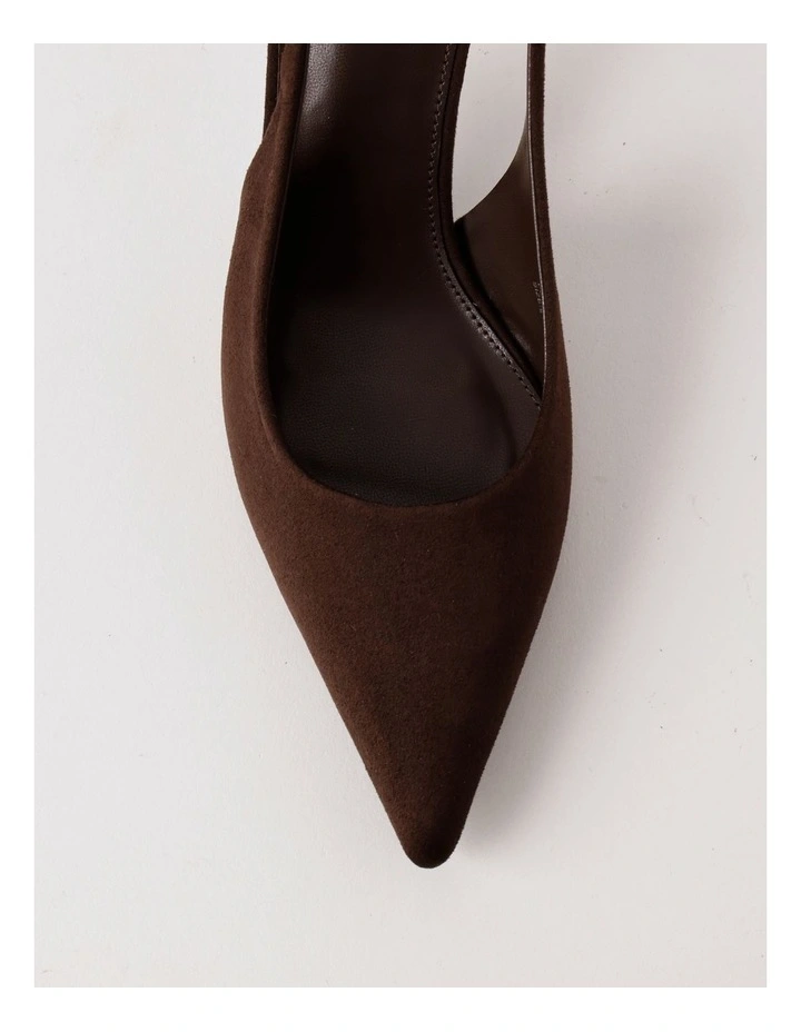 Belle Heeled Shoe in Chocolate Microsuede image 6