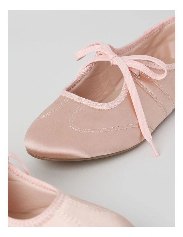 Sabrina Flat Shoes in Pink Satin image 3