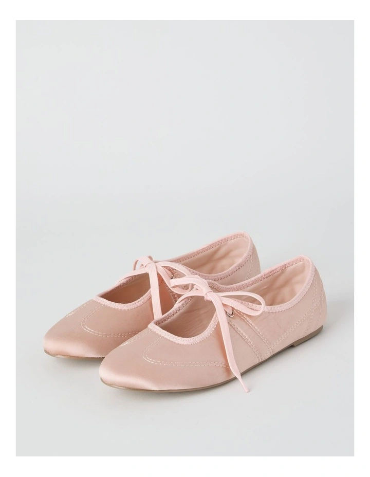 Sabrina Flat Shoes in Pink Satin image 4