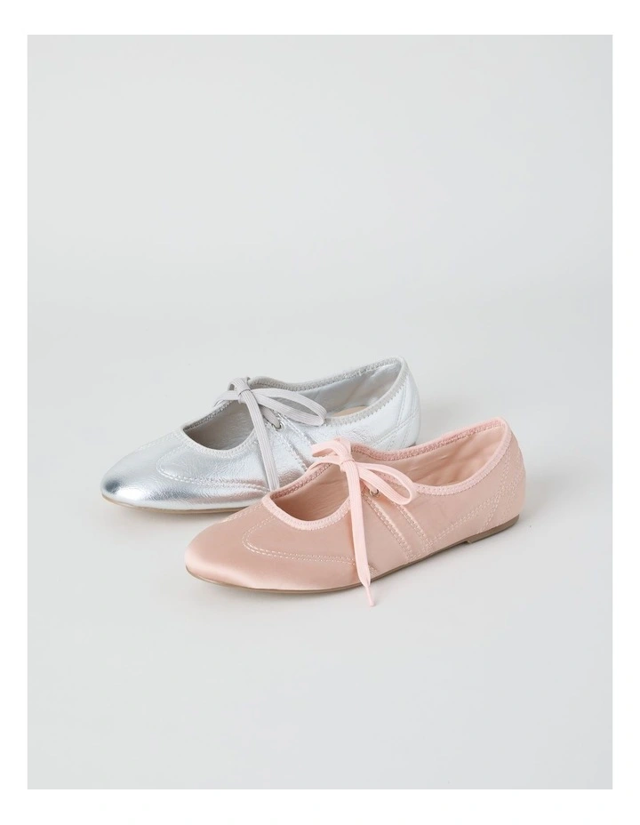 Sabrina Flat Shoes in Pink Satin image 7