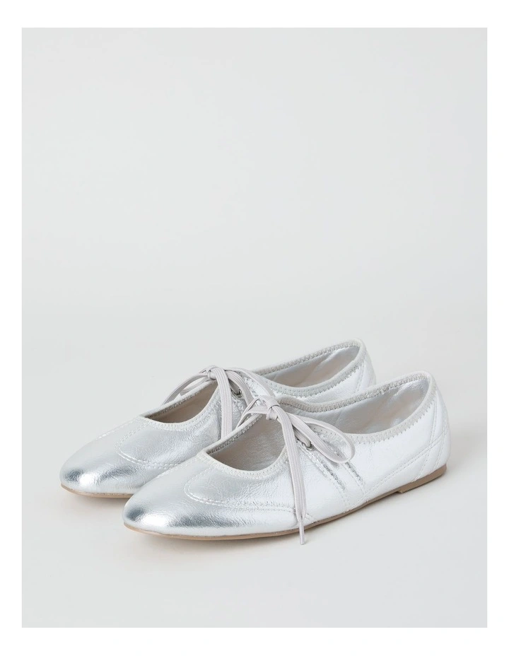 Sabrina Flat Shoes in Silver image 4