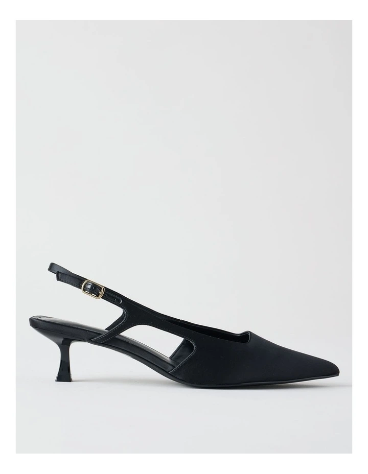 Ashley Heeled Shoe in Black Satin image 1