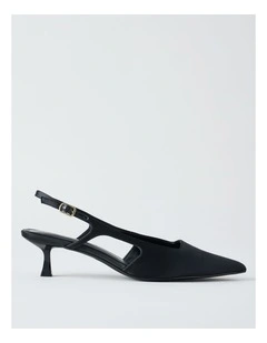 Ashley Heeled Shoe in Black Satin