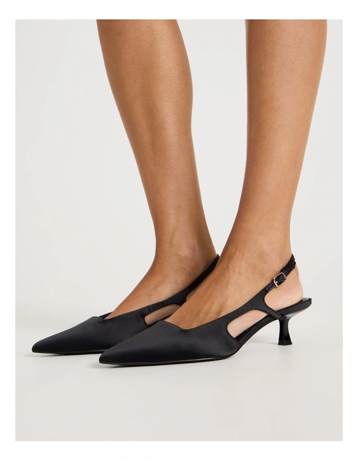 Ashley Heeled Shoe in Black Satin image 2