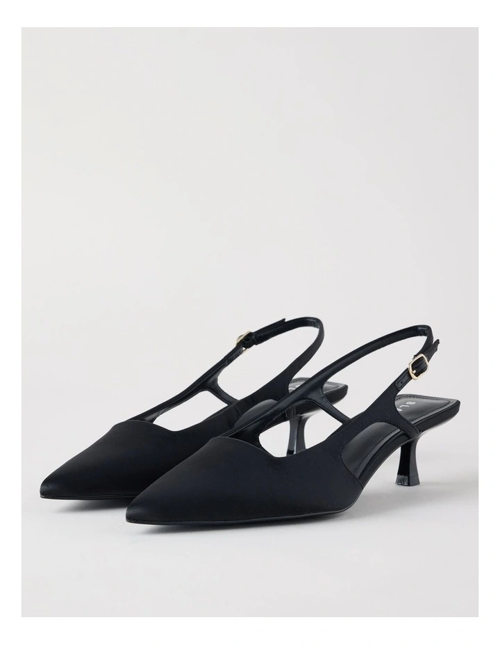 Ashley Heeled Shoe in Black Satin image 3