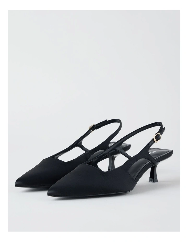 Ashley Heeled Shoe in Black Satin image 4