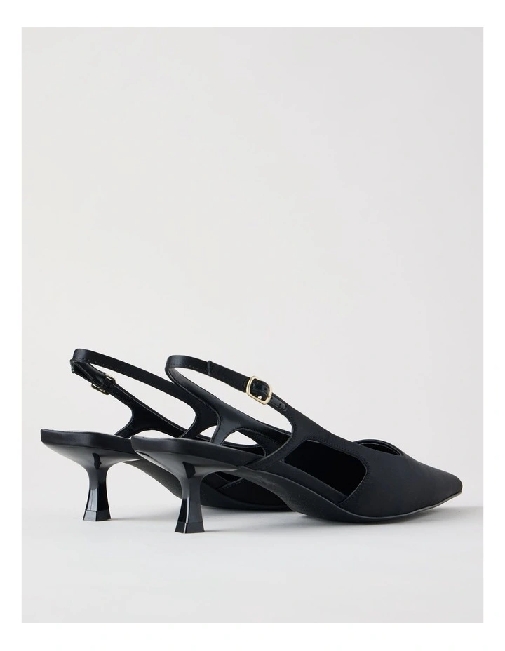 Ashley Heeled Shoe in Black Satin image 4
