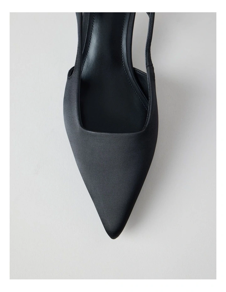 Ashley Heeled Shoe in Black Satin image 6