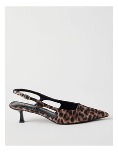 Ashley Heeled Shoe in Leopard Satin