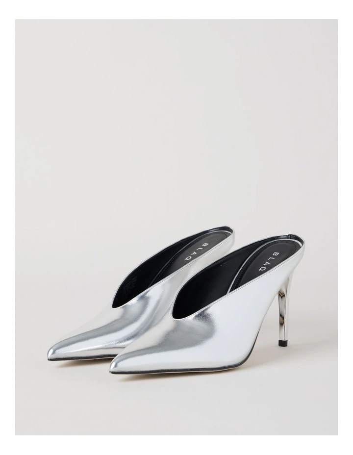 Claudia Heeled Shoes in Silver Mirror image 3