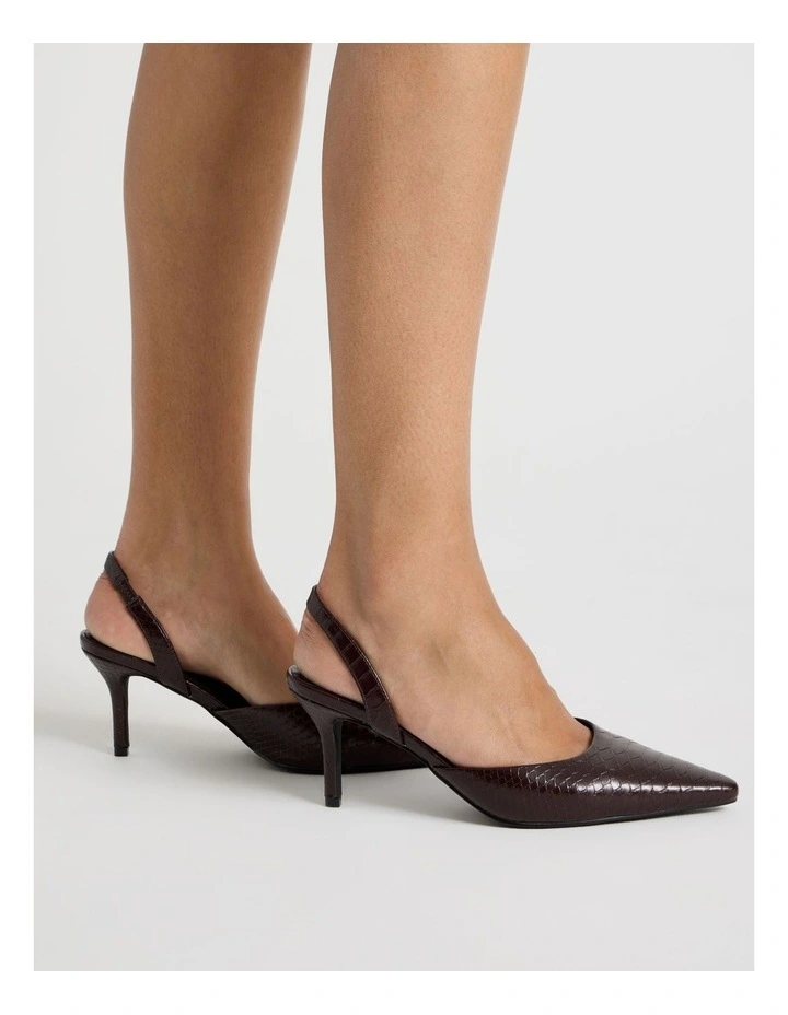 Alina Heeled Shoes in Choc Croc image 2
