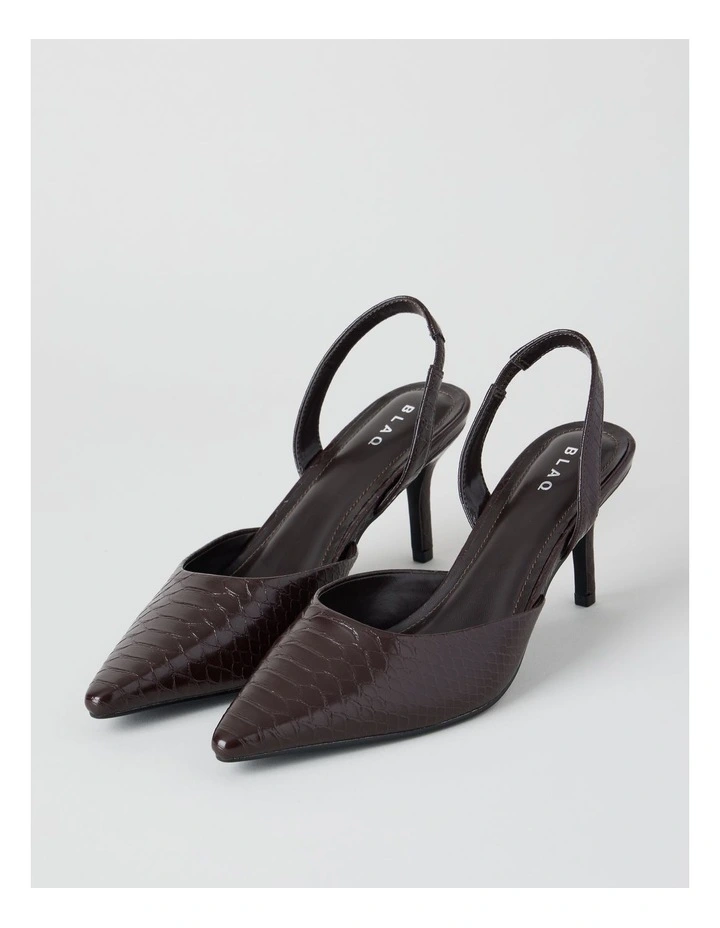 Alina Heeled Shoes in Choc Croc image 2