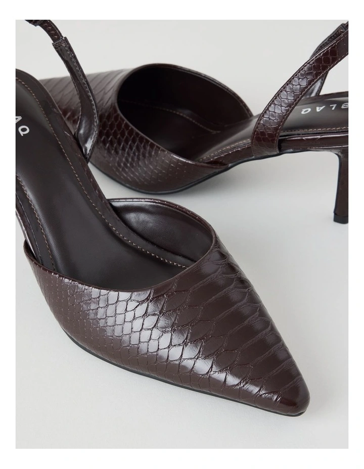 Alina Heeled Shoes in Choc Croc image 4
