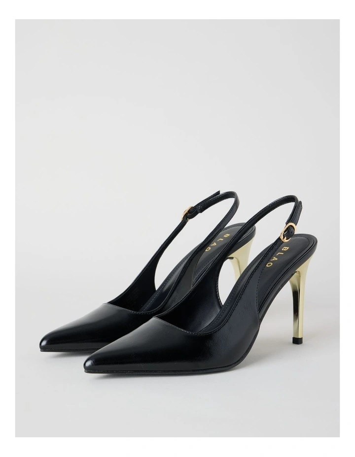 Tiana Heeled Shoes in Black/Gold Combo image 2