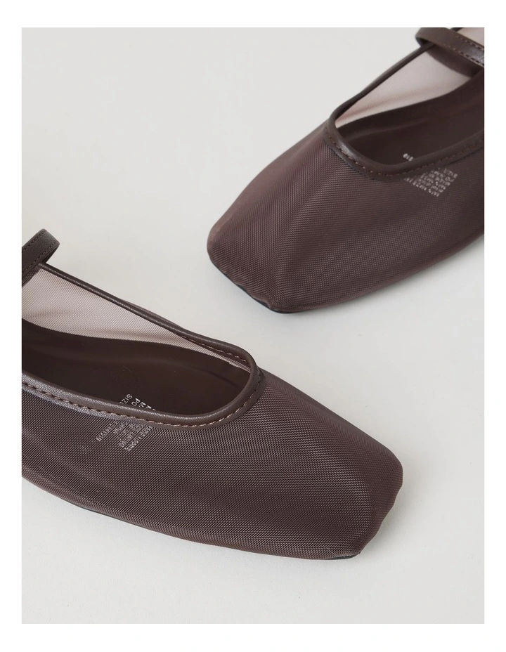 Hayley Flat Shoes in Chocolate Mesh image 3