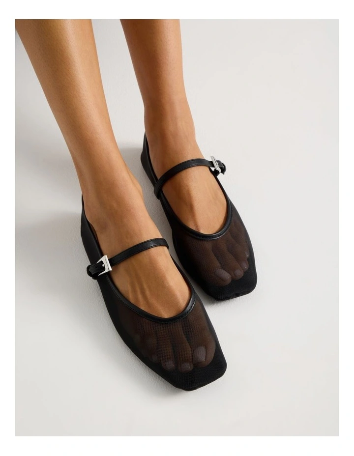 Hayley Flat Shoes in Black Mesh image 2