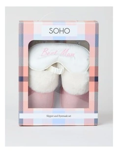 Best Mum Gift Box with Slipper & Eye Mask in Pink