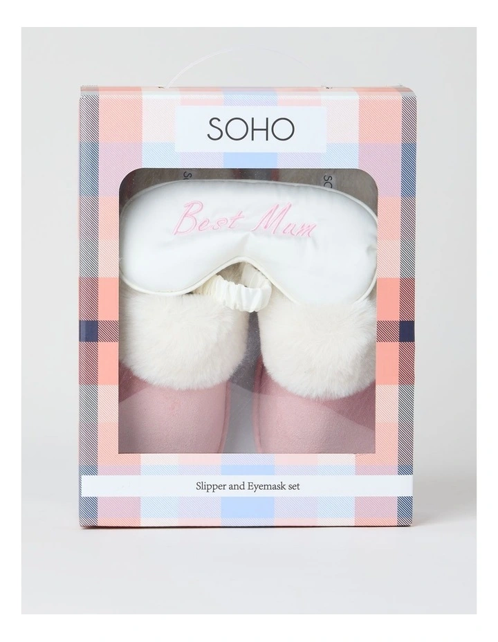 Best Mum Gift Box with Slipper & Eye Mask in Pink image 1