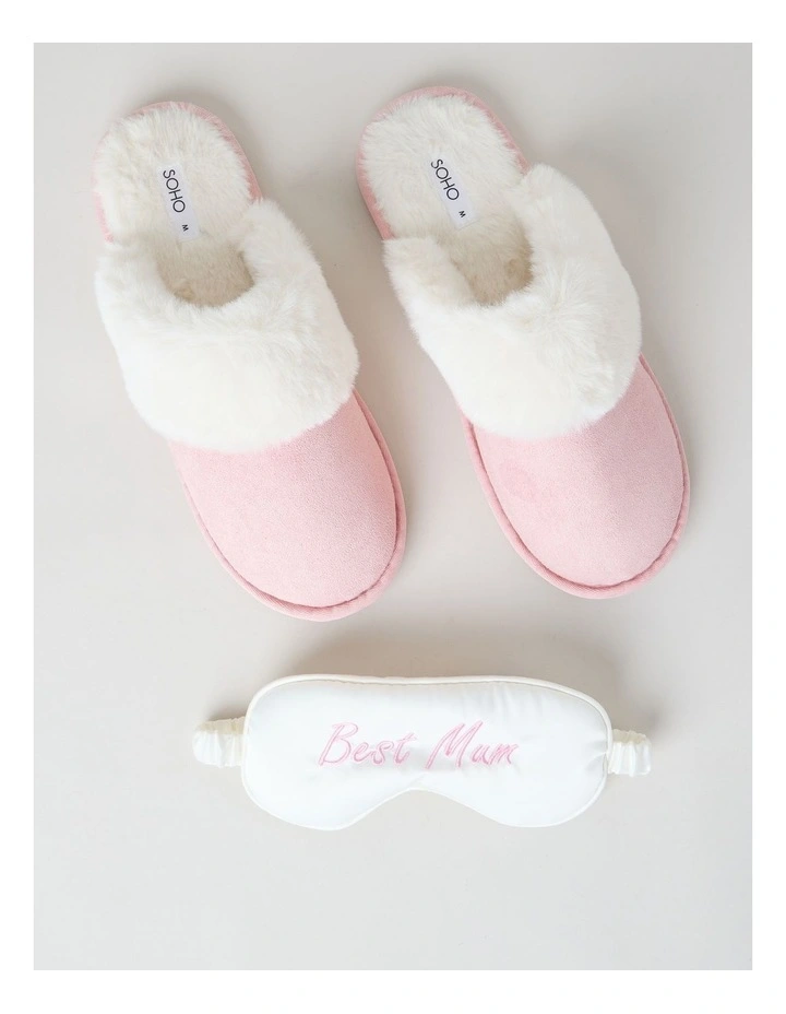 Best Mum Gift Box with Slipper & Eye Mask in Pink image 2