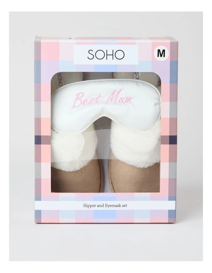 Best Mum Gift Box with Slipper & Eye Mask in Beige image 1