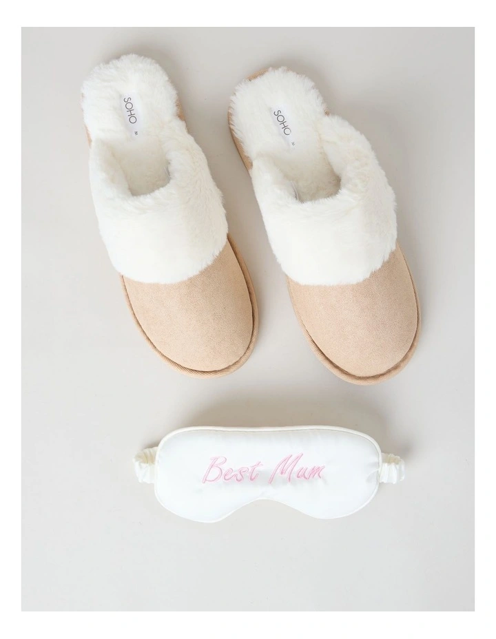 Best Mum Gift Box with Slipper & Eye Mask in Beige image 3