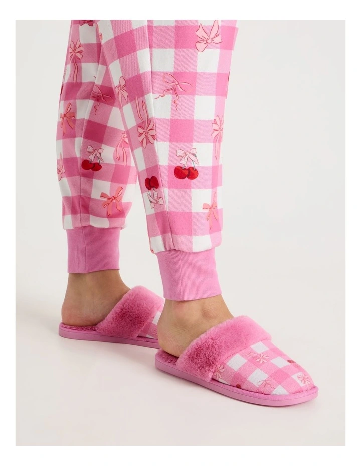 Harbin Slipper in Pink Cherry/ Bow Print image 2