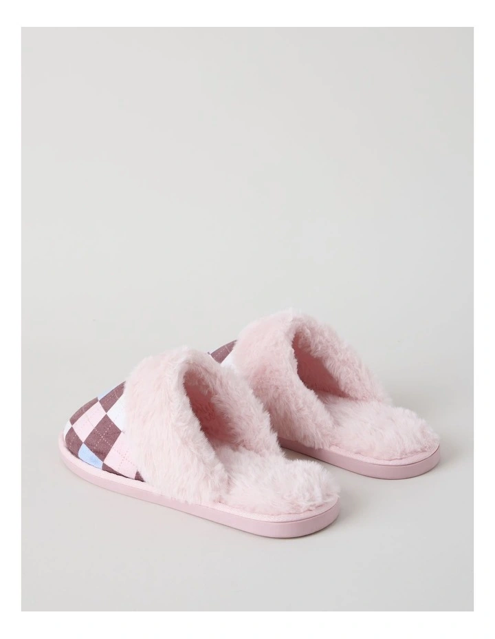 Harbin Slipper in White/Pink Argyle Print image 4