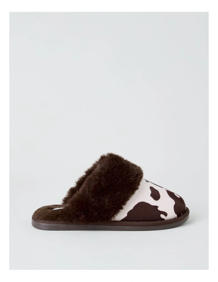Nala Slipper in Chocolate Cow Print image 1