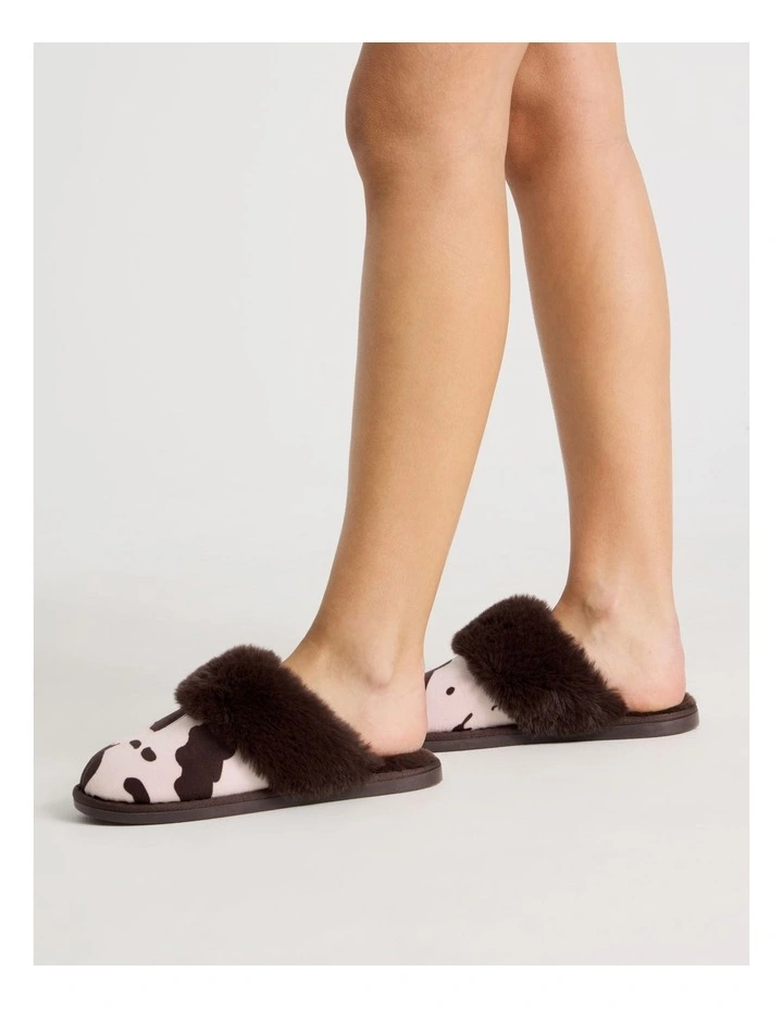 Nala Slipper in Chocolate Cow Print image 2