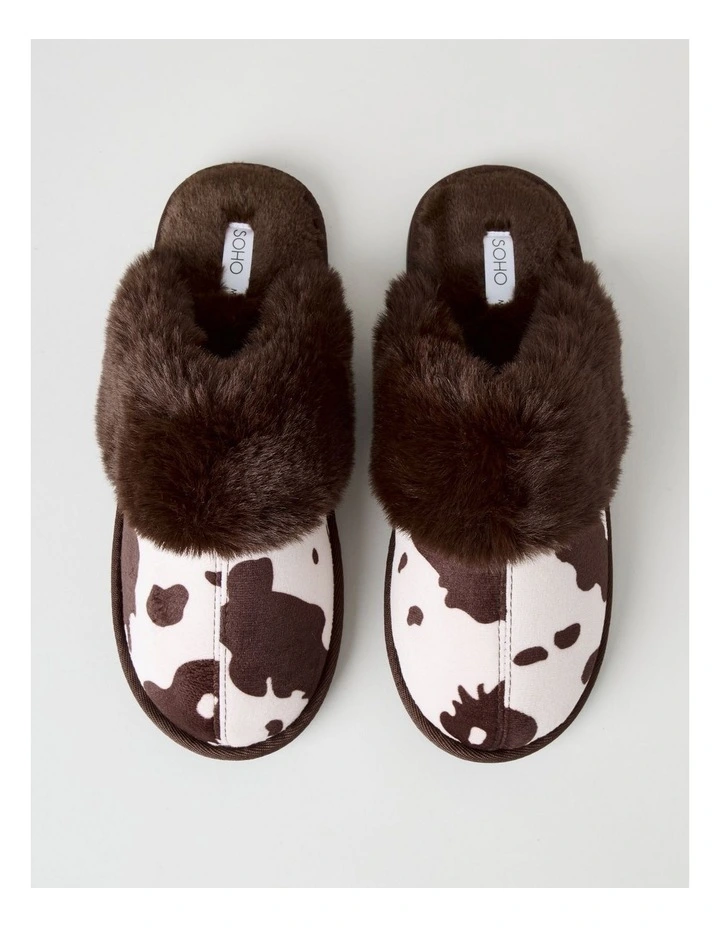 Nala Slipper in Chocolate Cow Print image 2