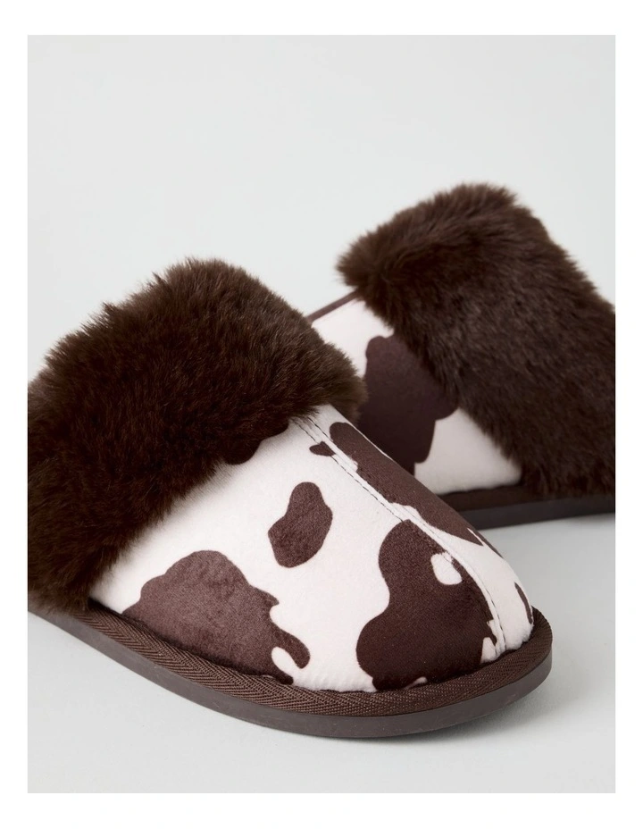 Nala Slipper in Chocolate Cow Print image 3