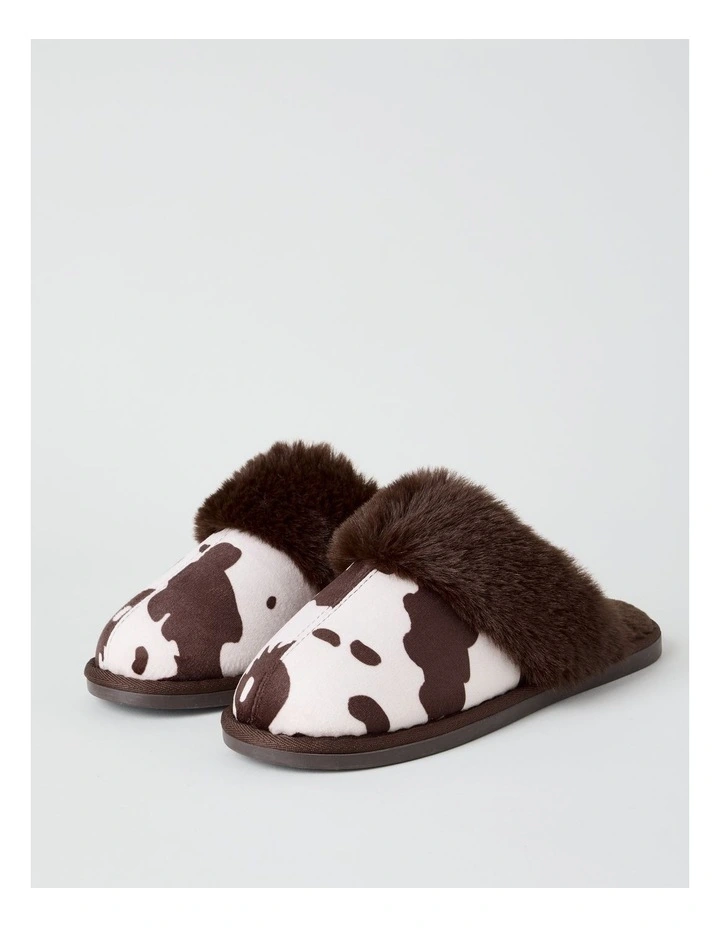 Nala Slipper in Chocolate Cow Print image 4
