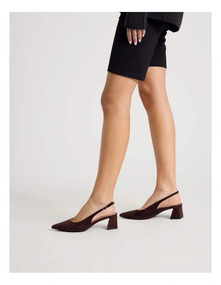 Rachael Heeled Shoes in Chocolate Suede image 3