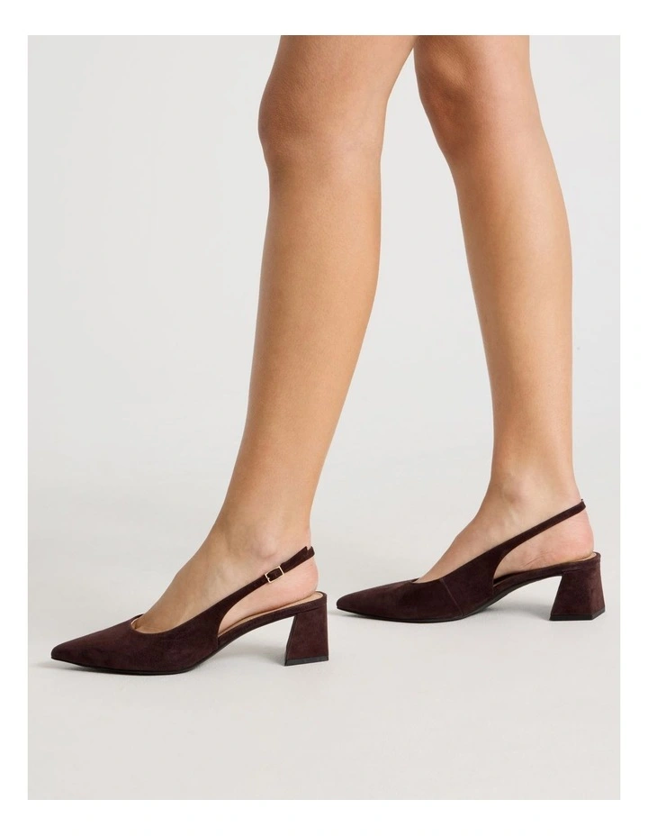 Rachael Heeled Shoes in Chocolate Suede image 2