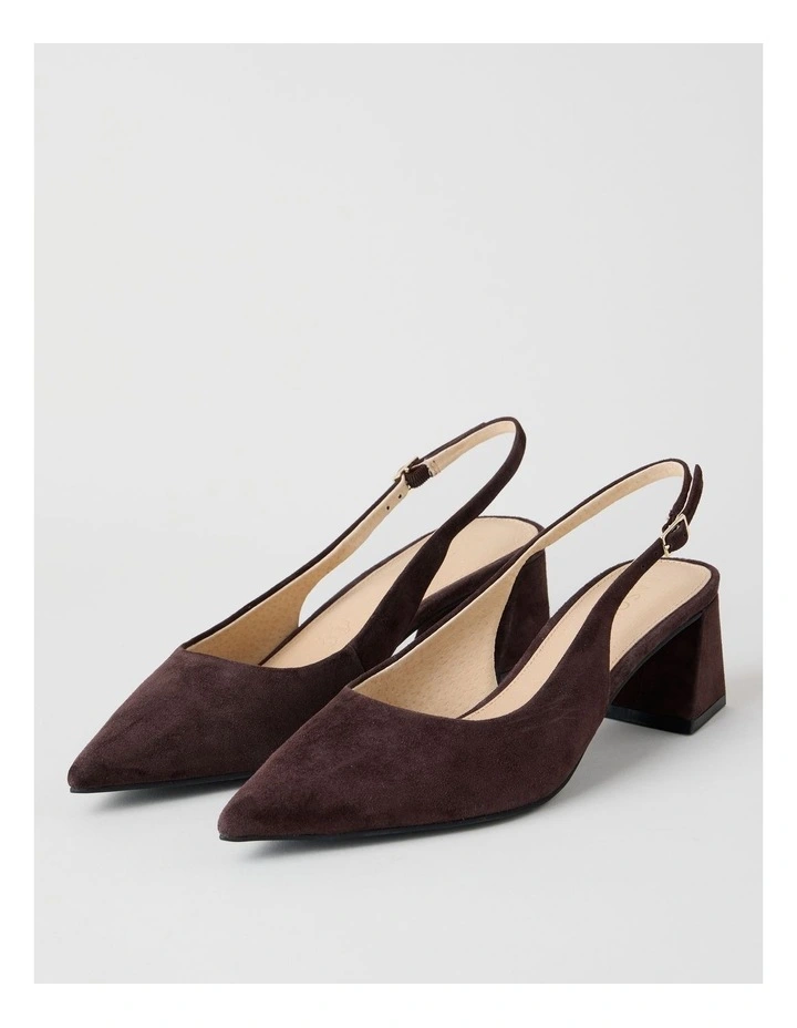 Rachael Heeled Shoes in Chocolate Suede image 2