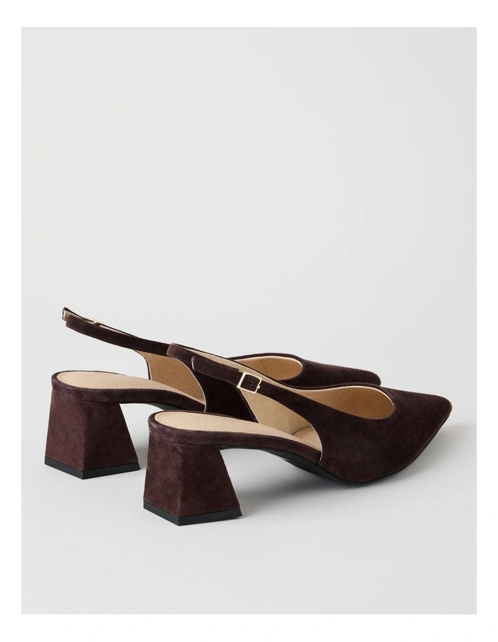 Rachael Heeled Shoes in Chocolate Suede image 3
