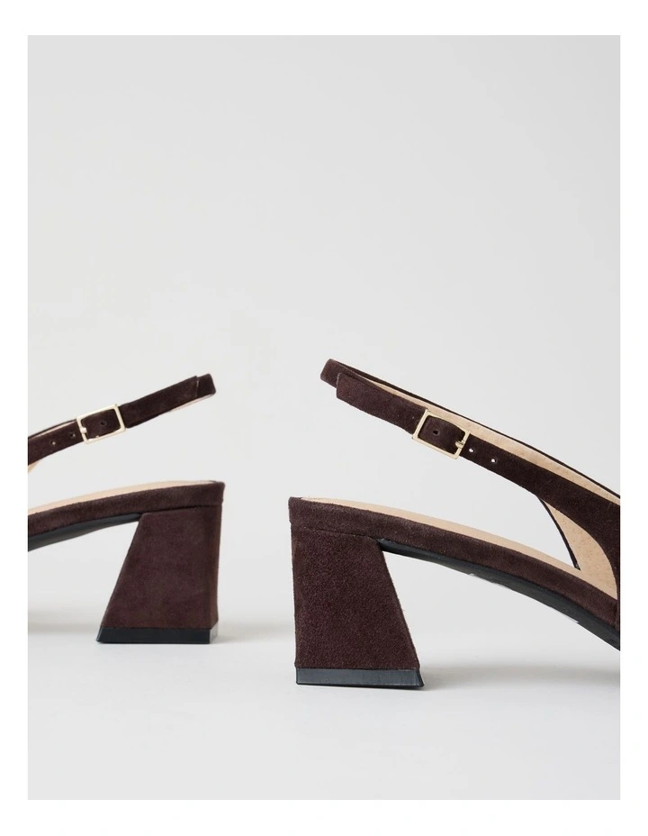 Rachael Heeled Shoes in Chocolate Suede image 4