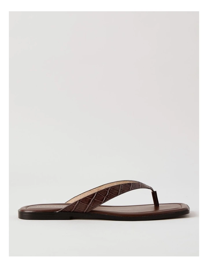 Thea Sandal in Chocolate/Croc Embossed Leather image 1