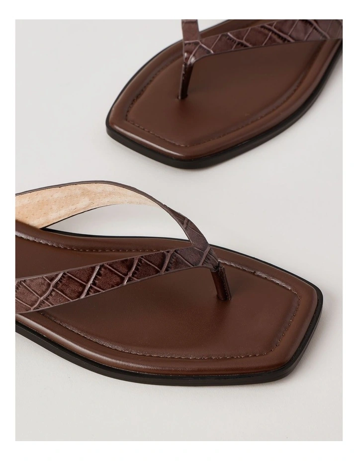 Thea Sandal in Chocolate/Croc Embossed Leather image 5