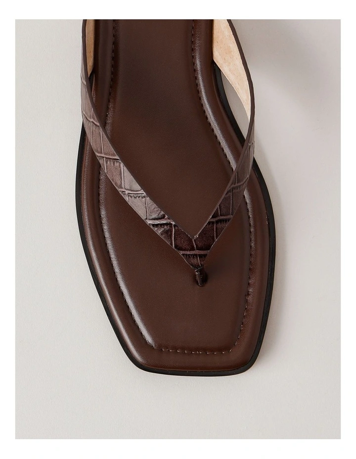 Thea Sandal in Chocolate/Croc Embossed Leather image 6