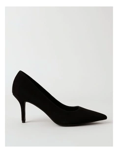 Victoria Heeled Shoe in Black Suede