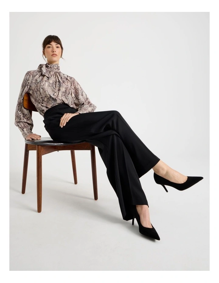 Victoria Heeled Shoe in Black Suede image 2