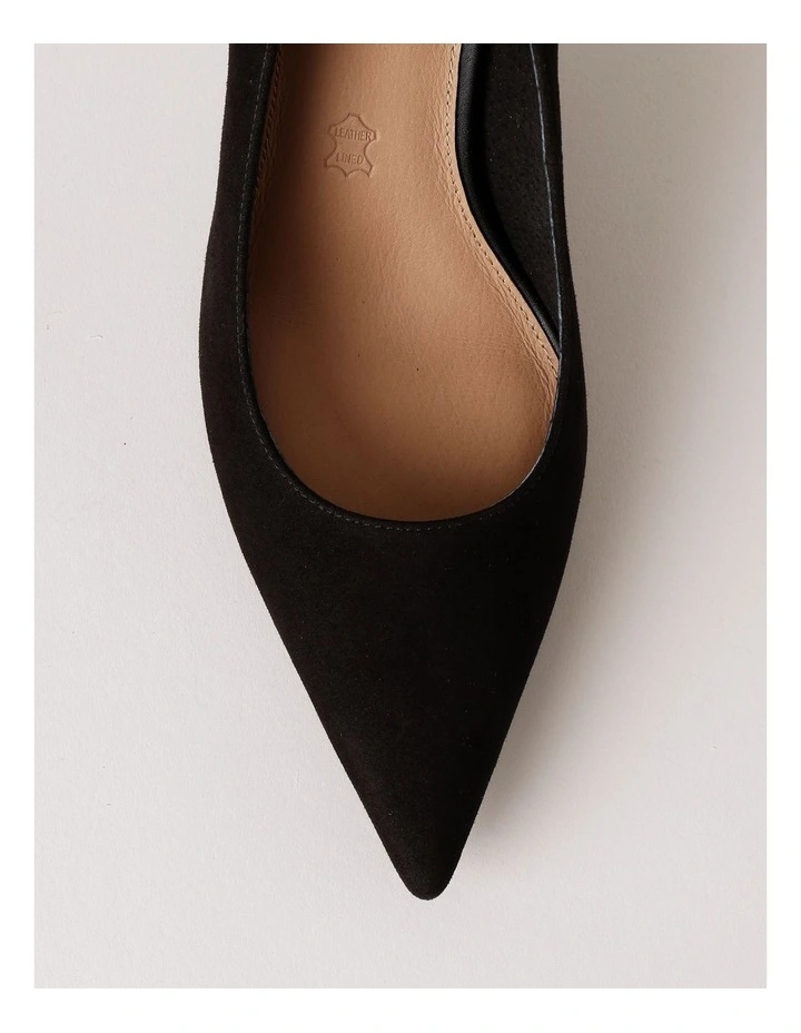 Victoria Heeled Shoe in Black Suede image 3