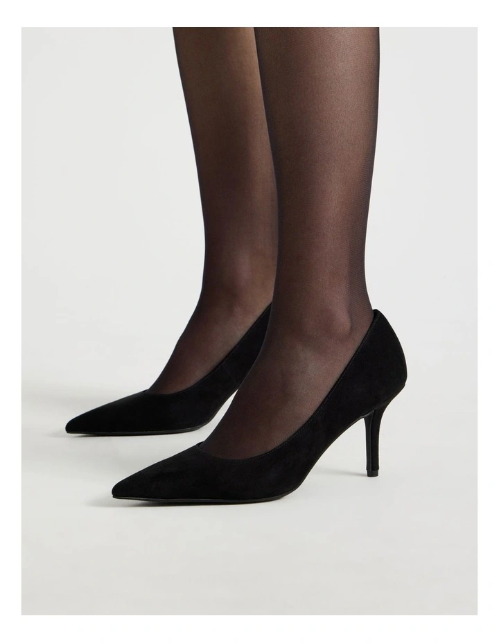 Victoria Heeled Shoe in Black Suede image 4