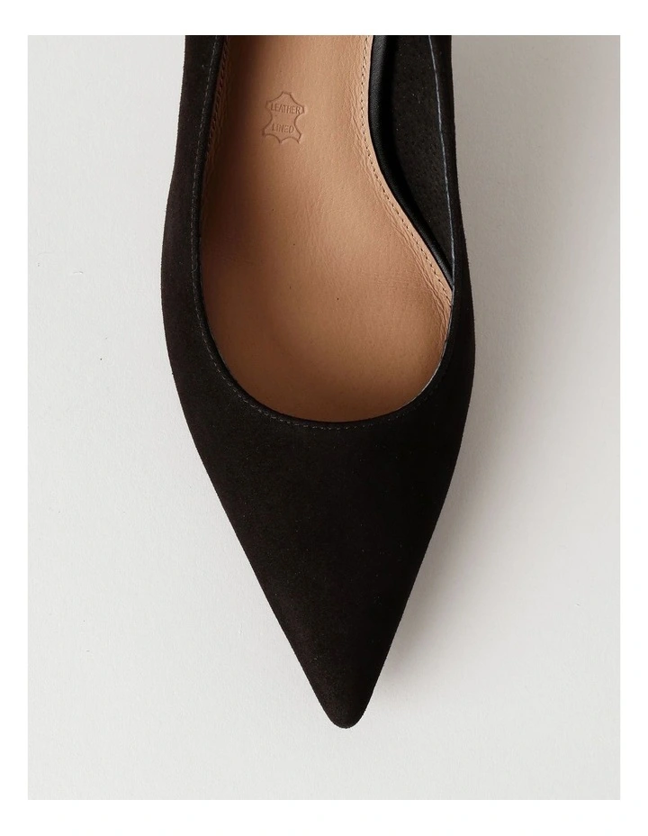 Victoria Heeled Shoe in Black Suede image 7