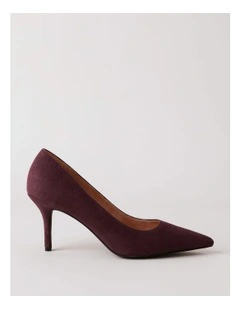 Victoria Heeled Shoe in Plum Suede