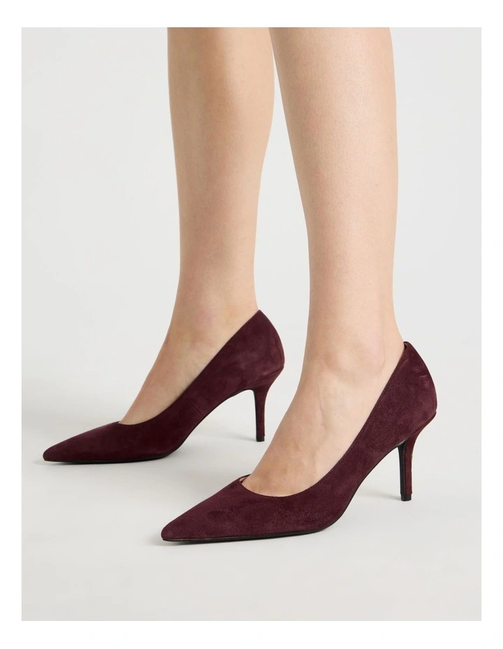 Victoria Heeled Shoe in Plum Suede image 2